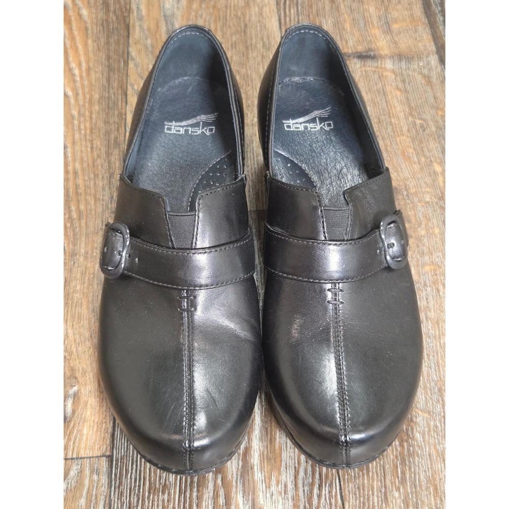 Dansko Black Leather Buckle Clogs Professional Shoes Womens 39